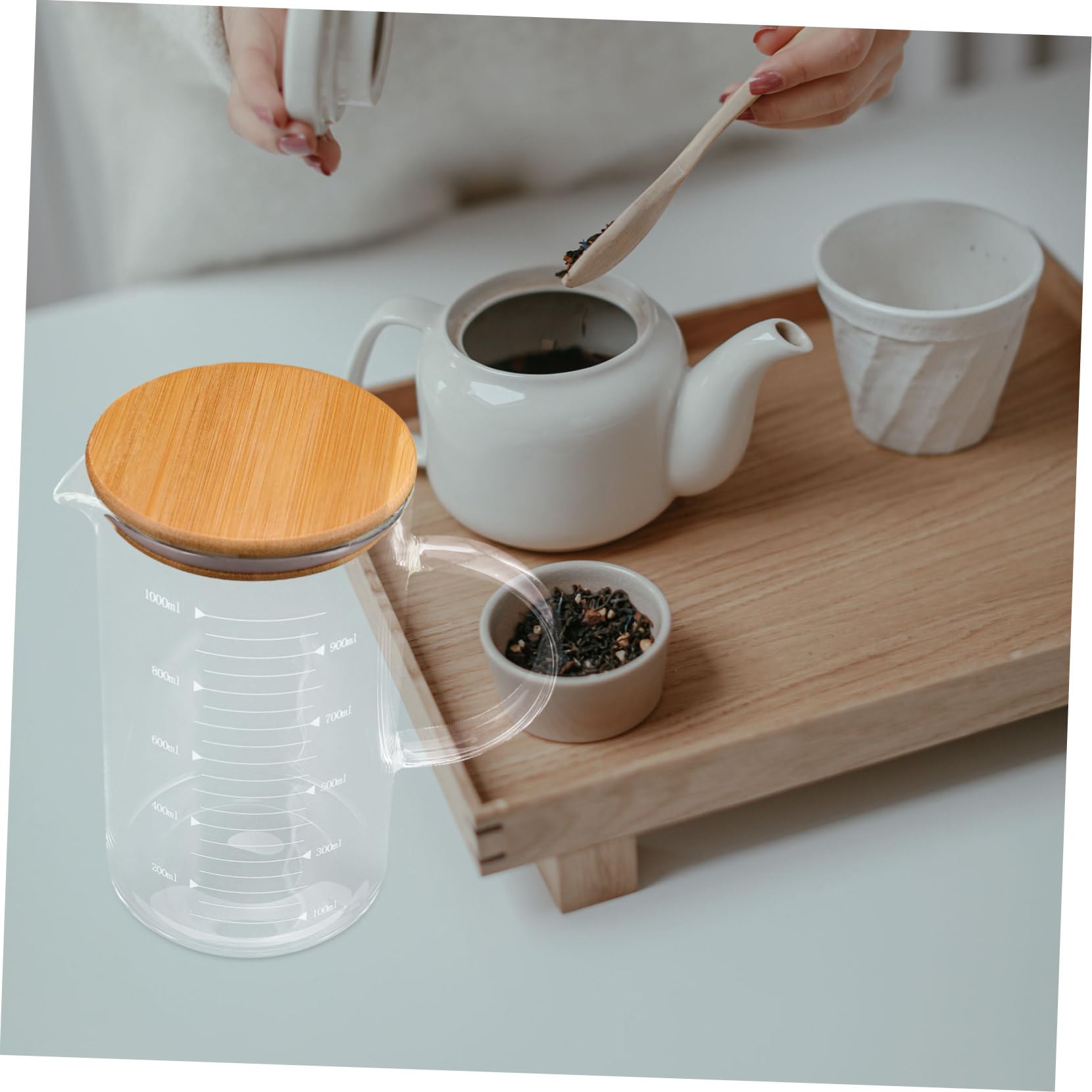 GLEAVI Verre Doseur Avec Couvercle Et Poignée Tasse à Mesurer Multifonction Avec Bec Verseur Pour Cuisine Le Café Le Jus Et Autres Liquides