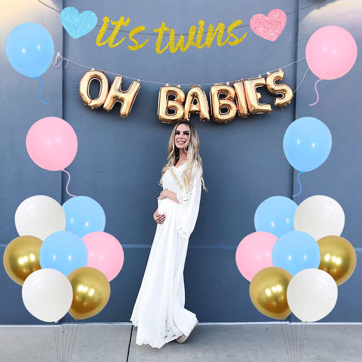 Maicaiffe 'It's Twins' Hängedeko – 18-teiliges Glitzer-Set Mit Luftschlangen Für Zwillinge-Babyparty & 1. Geburtstag