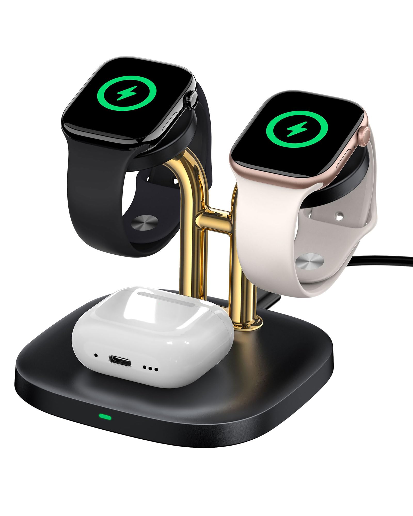 Dual Watch Charger with Fast Charging for Apple Watch, SwanScout 704A, 3-in-1 Wireless Charging Station Stand for Apple Watch Ultra 3/11/10, Wireless