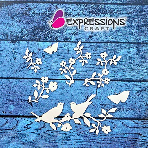 immix Expressions Craft Tiny Birds on Branch Chipboard Cutouts and Embellishments for Mixed Media/Scrapbooking/Cardmaking and Other DIY Crafts