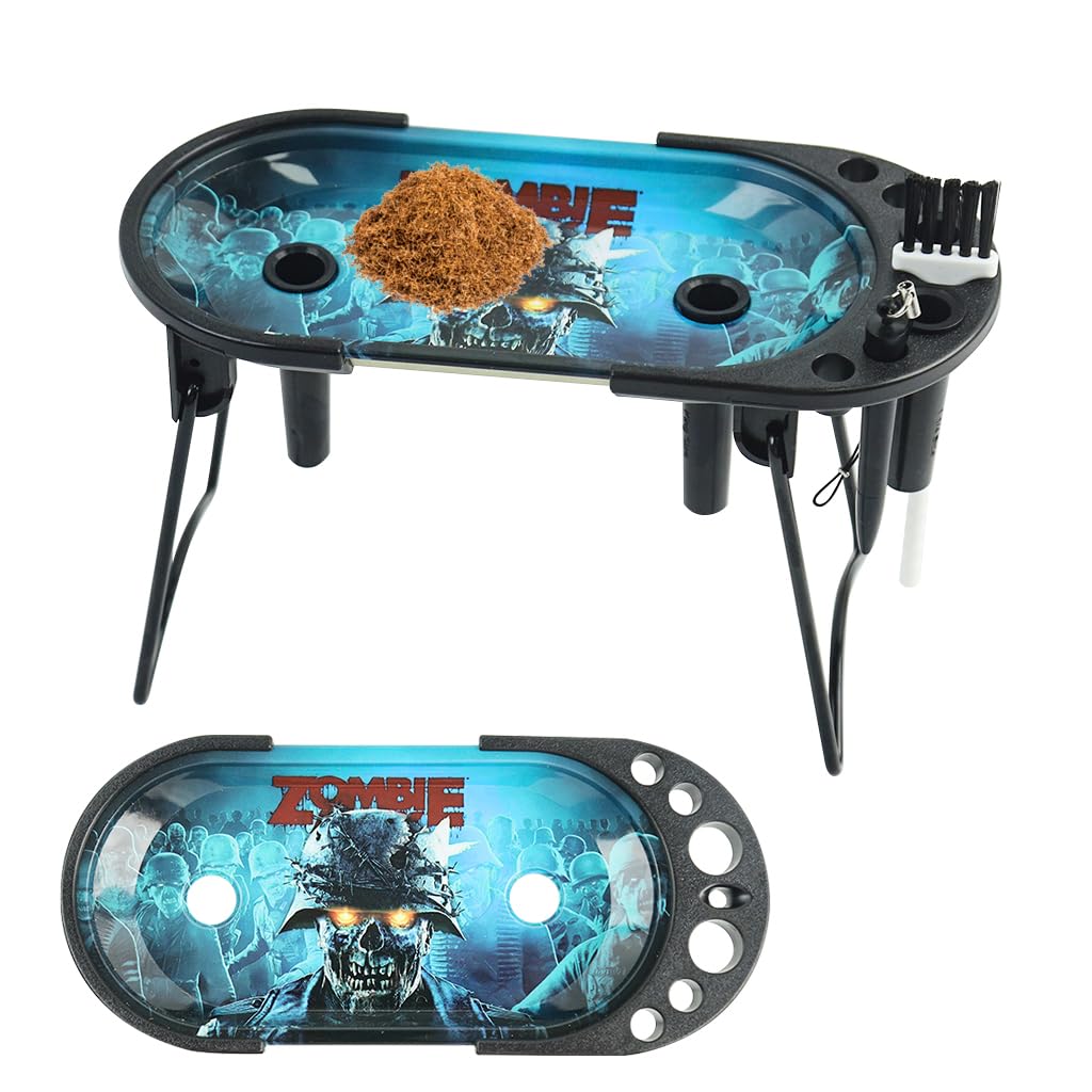 HASTHIP® Foldable Metal Ashtray Tray with Work Table for Hand-Rolled Cigarettes, Portable Cigarette Maker for King Size & 1 1/4 Size, Travel-Friendly Smoking Accessory