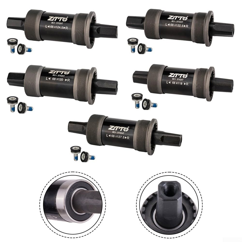 Rodamiento sellado de metal para pedalier de bicicleta, agujero cuadrado de 68 mm, 1,37 x 24 T, para bicicleta de carretera, MTB, bielas, pieza de repuesto de eje negro (68 x 124,5 mm)