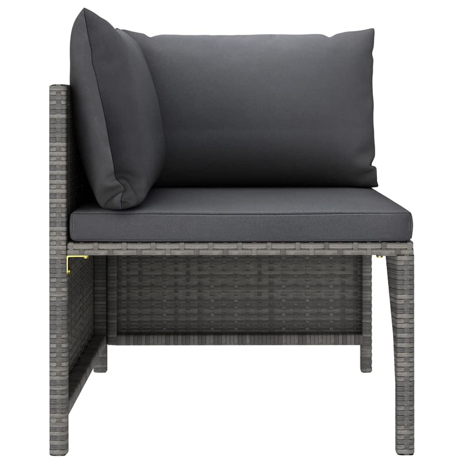 Divano da Giardino a 4 Posti con Cuscini in Polyrattan Grigio,Divano Pallet Modulare da Giardino con Posti in Legno di Pino Impregnato con Cuscini,Divano Modulare Giardino da Esterno,Divano i