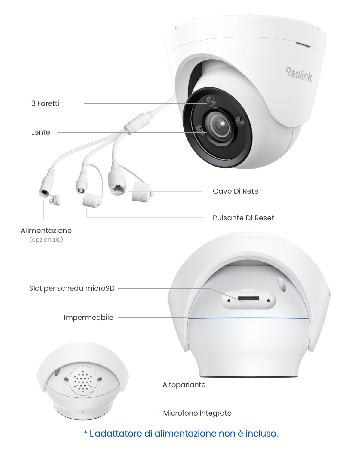 Reolink PoE 4K Telecamera Esterno, Visione Notturna a Colori ColorX, CX820 | HDR, Super Apertura F1,0, Sensore 1/1,8", Rilevamento di Uomo/Veicolo/Animale, Faretti, Sirena, Audio Bidirezionale
