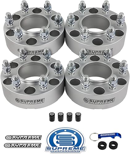 6 espaciadores céntricos Supreme Suspensions para ruedas, de 5.3 pulgadas con labio y bulones roscados M14 (2), Plateado 4 piezas