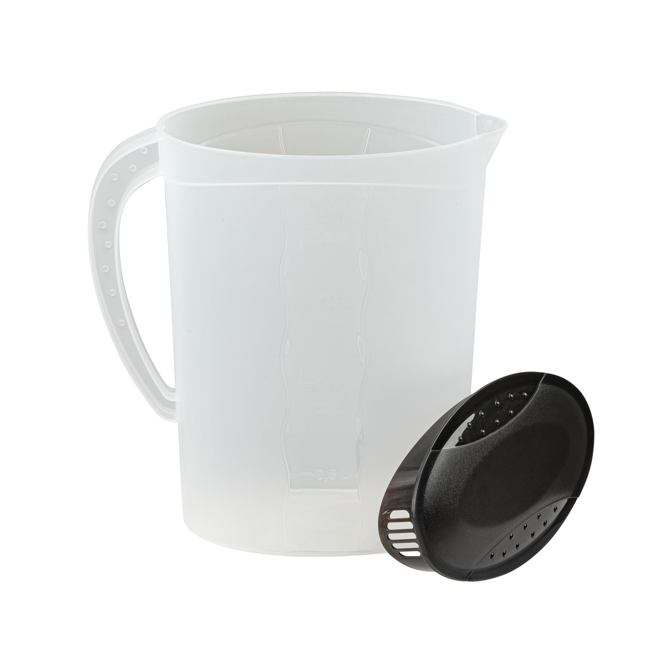 keeeper Dzbanek do soku z pokrywką, 2 l, polipropylen, 9,5 x 18,5 x 24,5 cm, Sara, czarny/przezroczysty