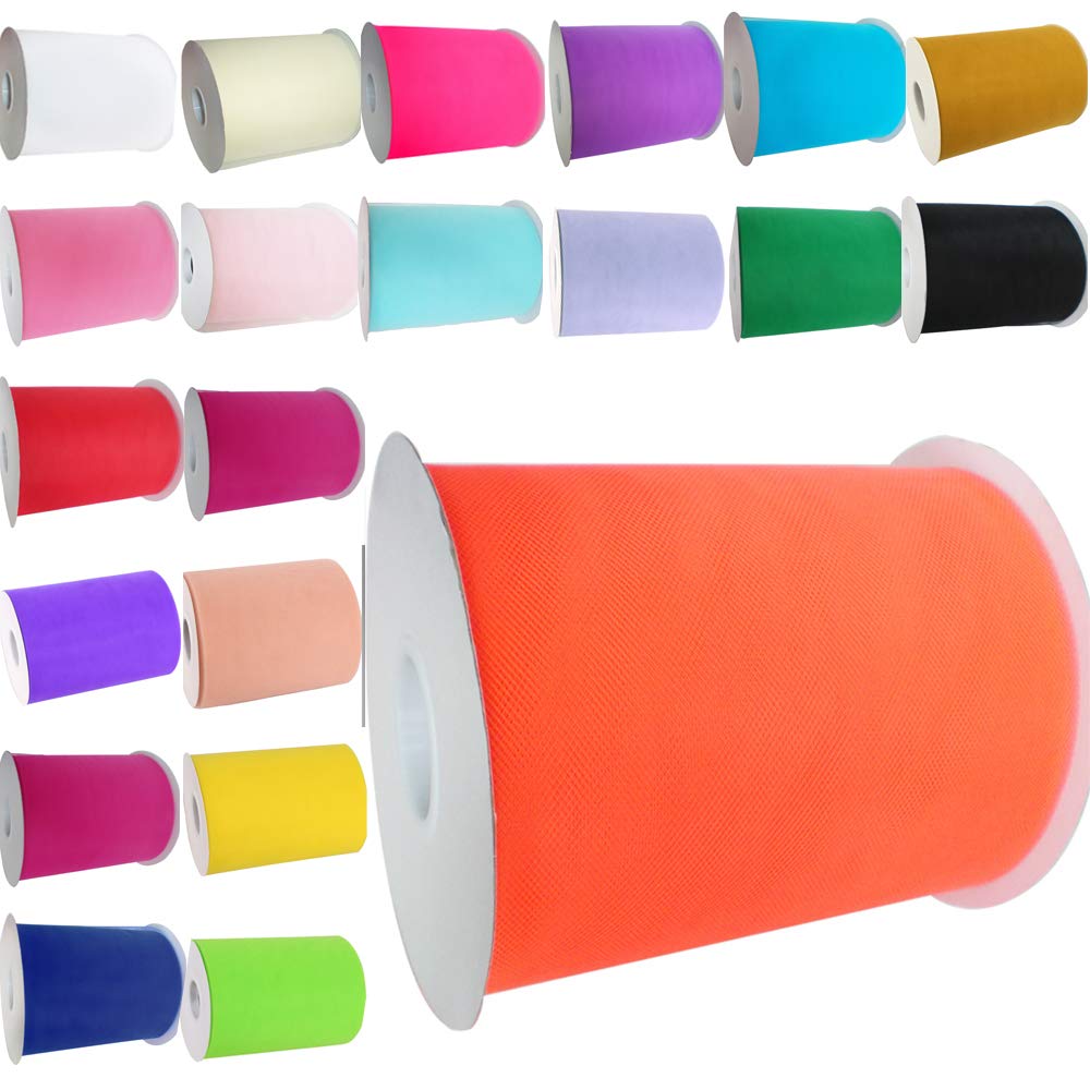 Time to Sparkle 2 Rolls Tulle Roll Spool 6 Inchs x 100yards Tutu Party Birthday Wraping Crafts Bridal Bow Skirt Wedding Decor - Burnt Orange — image 1