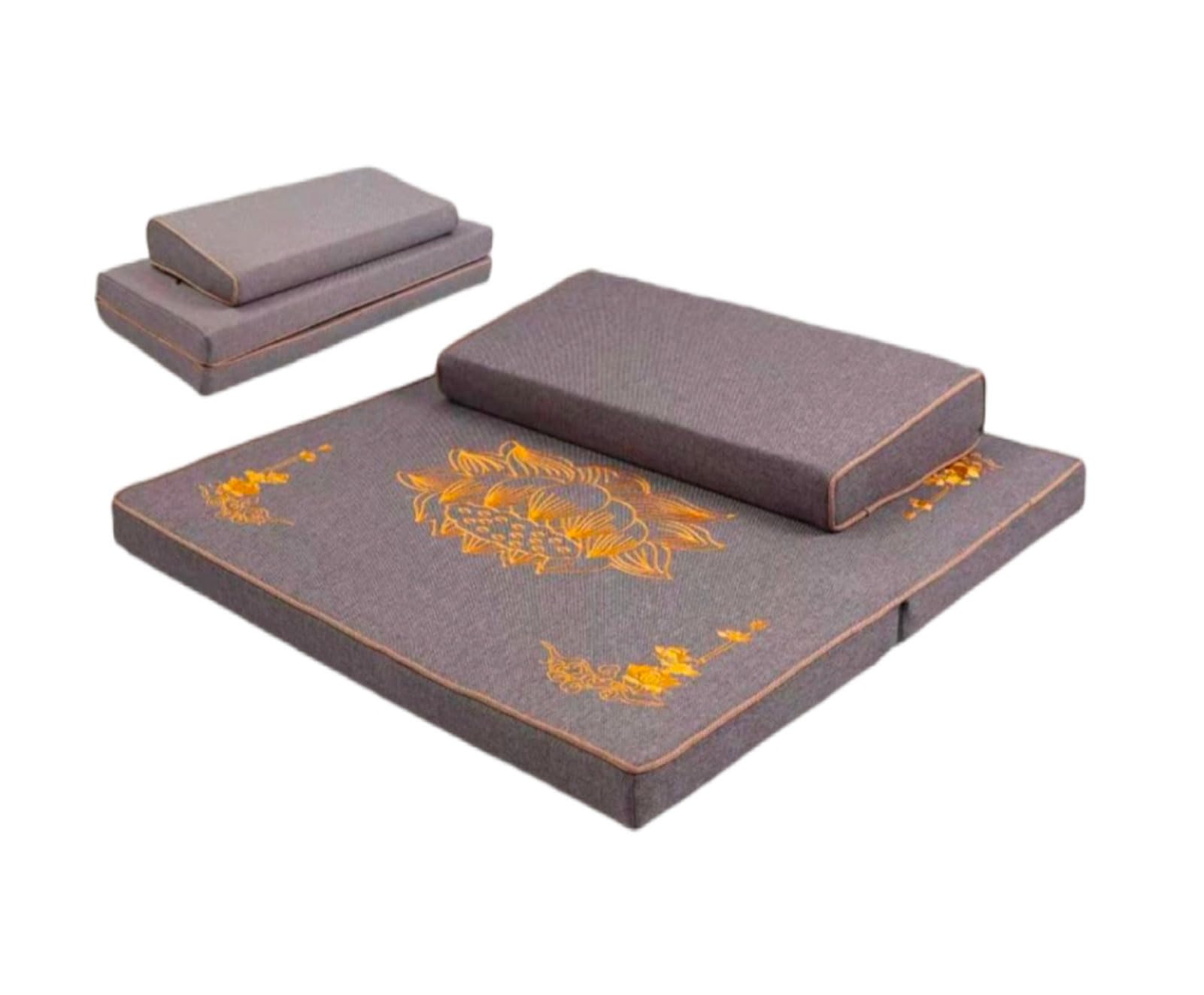 Alfombrilla de meditación de palma de coco gruesa de 70 x 70 cm, plegable, futón gris, para uso doméstico, cómoda esterilla de yoga para el hogar, tela para relajación