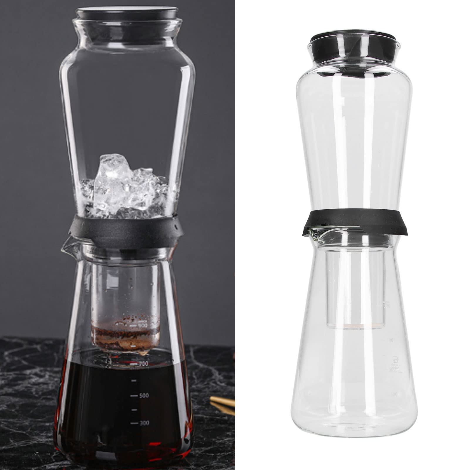 Acouto Ice Cold Brew Dipper High Borosiate Glass Glass Professional Care Maker z Doskonałym Smakiem do Domu w Kuchni 900 Ml