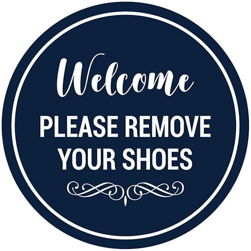 Miniatura 2 de Signs ByLITA Circle Welcome Please Remove Your Shoes Sign, Negro  Plateado