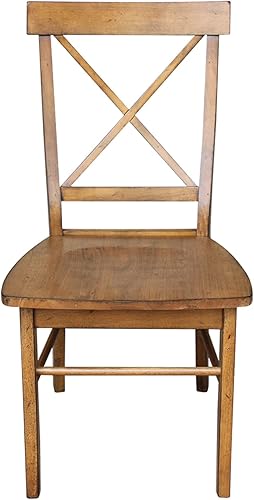 Miniatura 5 de International Concepts - Juego de dos sillas de comedor con respaldo en X, color nuez