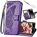 Designed for iPhone 8 Plus/iPhone 7 Plus Case,PU Leather Wallet Phone Case with Butterfly Embossed Stand Card Holder Slots Wrist Strap Flip Cover for iPhone 7 Plus/8 Plus/6 Plus/6S Plus,5.5