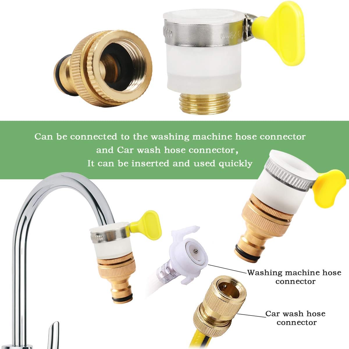 Onarway Mixer Tap Connector 1/2 & 3/4 Inch 2in1 Universal Female