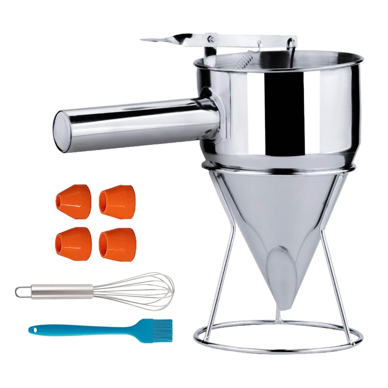 Jazuaiao Practical Stainless Steel Batter Dispenser Pastes Dispenser Batter Funnel Suitable for Perfect Pancakes Cupcake Waffles Cupcake