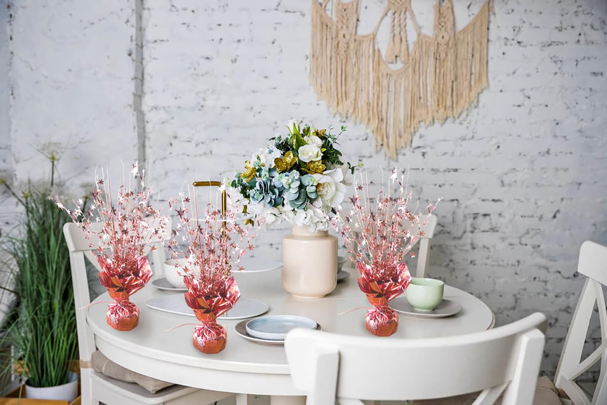 6 Pièces Centre De Table Spray Feuilles Métalliques Dorées/Argentées - Décoration Étoiles & Couronnes Pour Mariage & Anniversaire