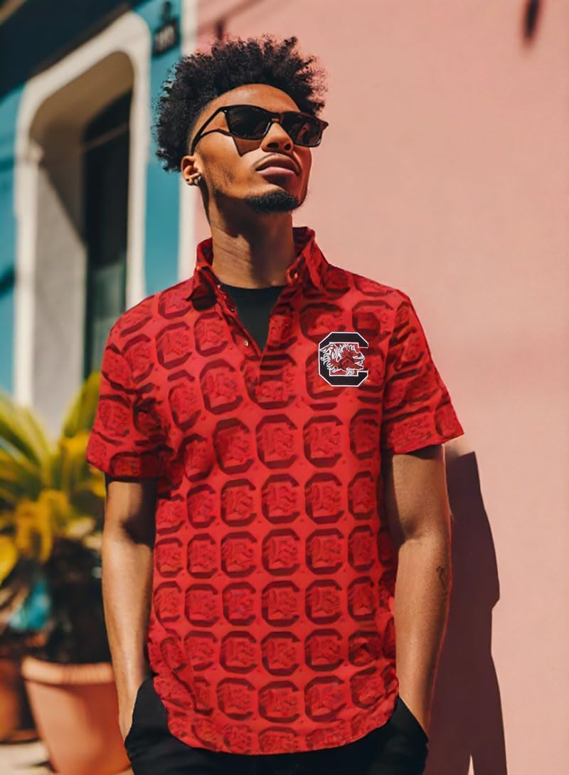 Wes and Willy Mens Sports Fan College Team All Over Logo Polo Shirt