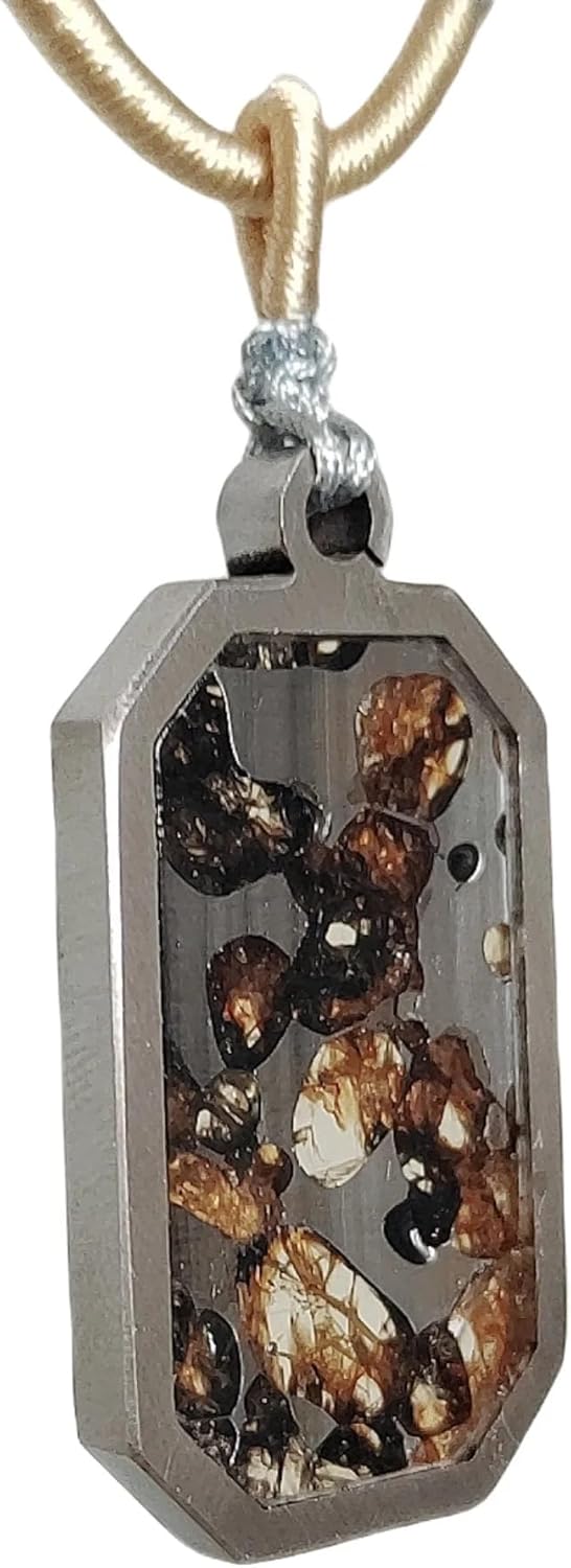 Brenham Meteorite Pendant Natural olive meteorite Titanium Alloy necklace Jewelry material Specimen Titanium Alloy Pendant - LK046