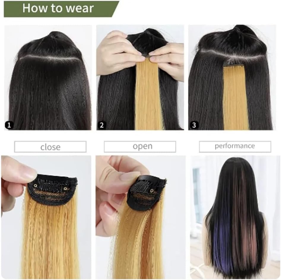 One Piece Clip In Hair Extension Highlights Streaks 25g - 40g (2, Blue - 20 Grams) - Image 3