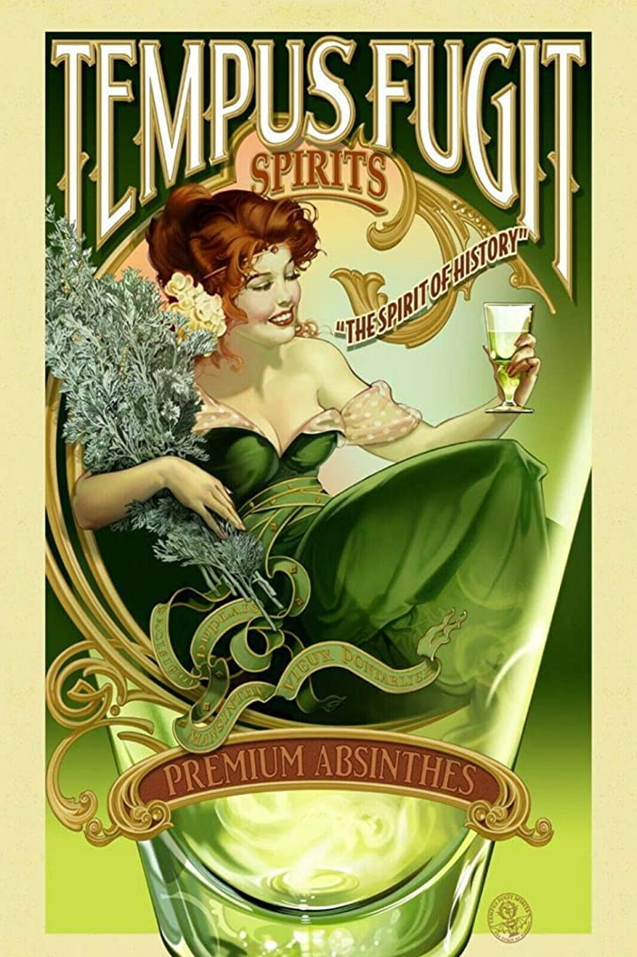 KrouterebsTempus Fugit Spirits Absinthe Metal Tin Sign Hanging Retro Sign Kitchen Wall Poster Garage Cafe Bar Pub Man cave Art Novelty Plaque 6x8 Inch