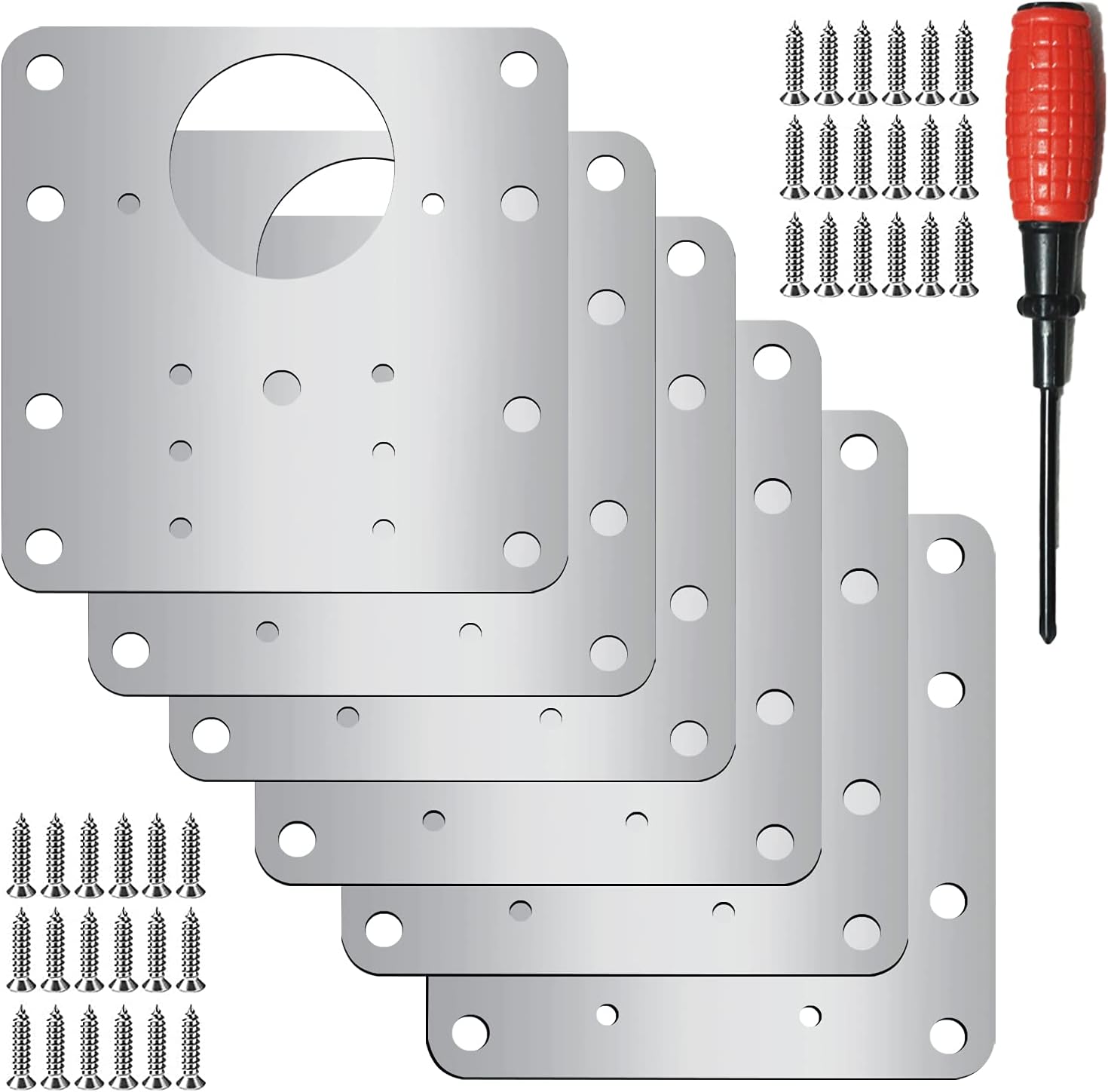 6Pcs Cabinet Hinge Repair Plate Kit, Side Plate Repair Piece Bracket door Hinge Fix cantilever hinge,cabinet hinge repair plate with 36 Mounting Screws for Protecting Wooden，Kitchen