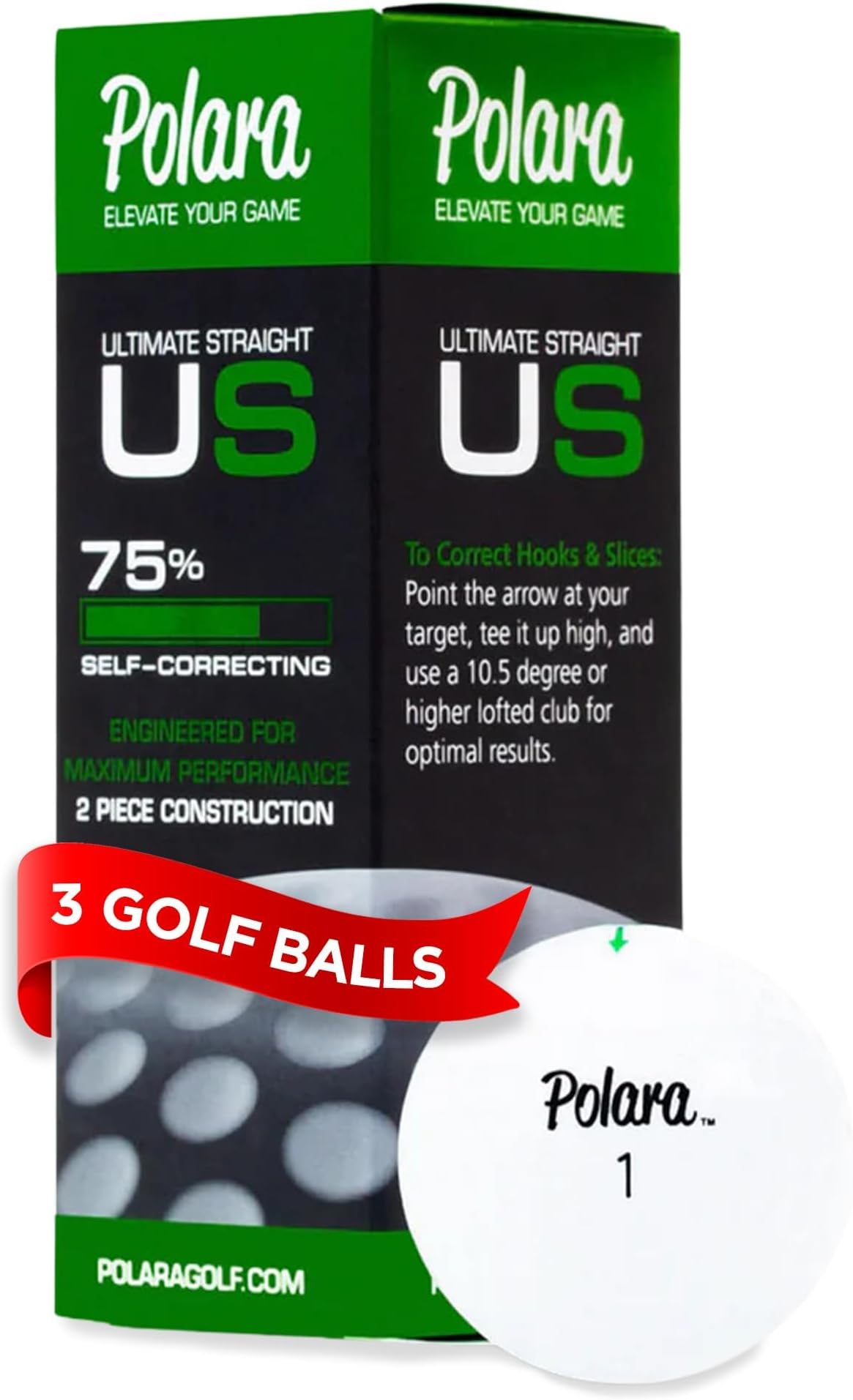 Polara Ultimate Straight Self Correcting Single Sleeve 3 Golf Balls