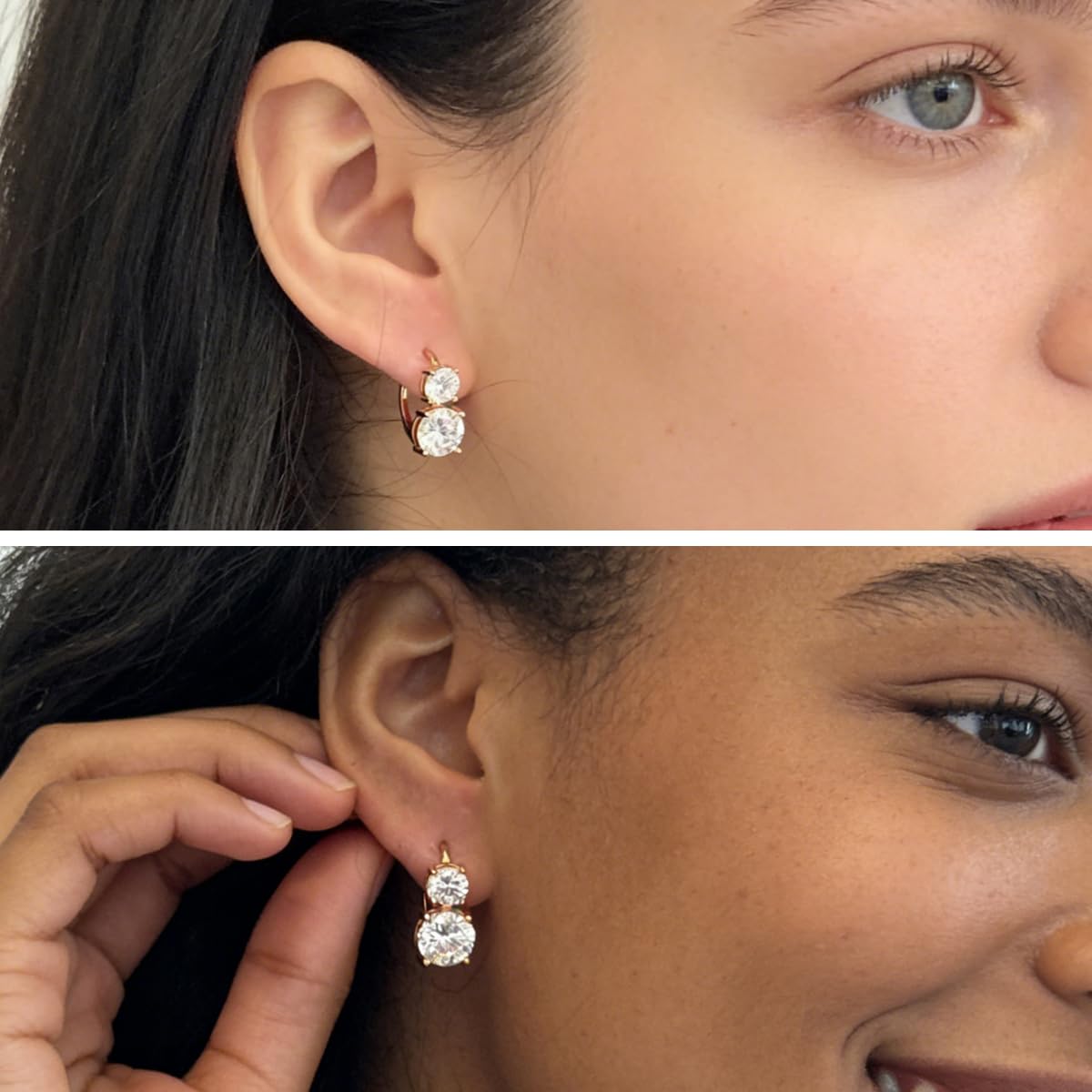 Orecchini in Moissanite per donna, diamanti doppi 1CT + 2CT in Moissanite, coltivati in laboratorio, placcati in oro rosa 18K, orecchini a perno alla moda, regalo di gioielli.