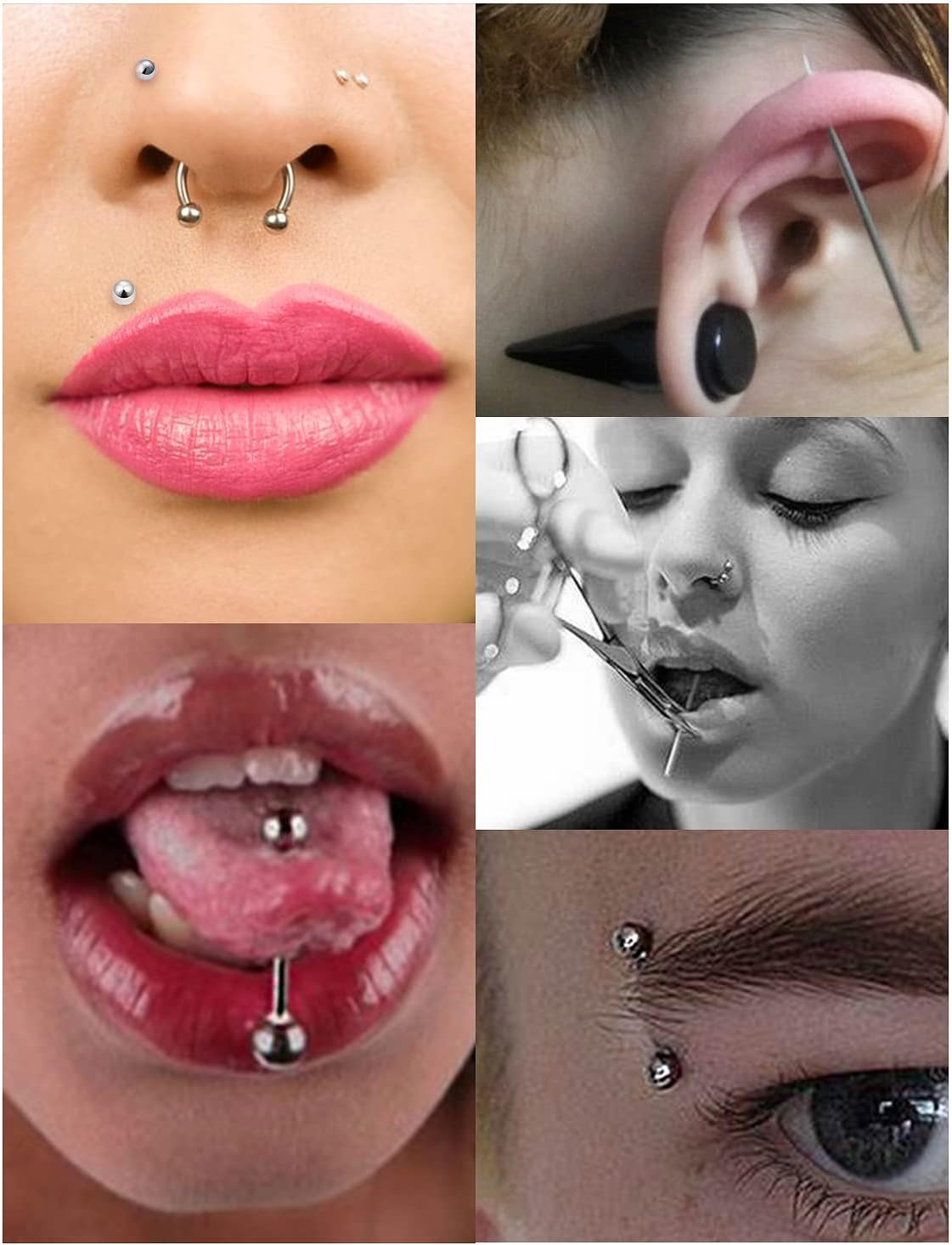 Vsnnsns 9 Style 316L Surgical Steel Body Piercing Tools Kit Piercing Clamps Forceps Use for Nose Septum Lip Tongue Eyebrow Belly Rings Ear Dermal Piercing Jewelry Kit Tools image 5