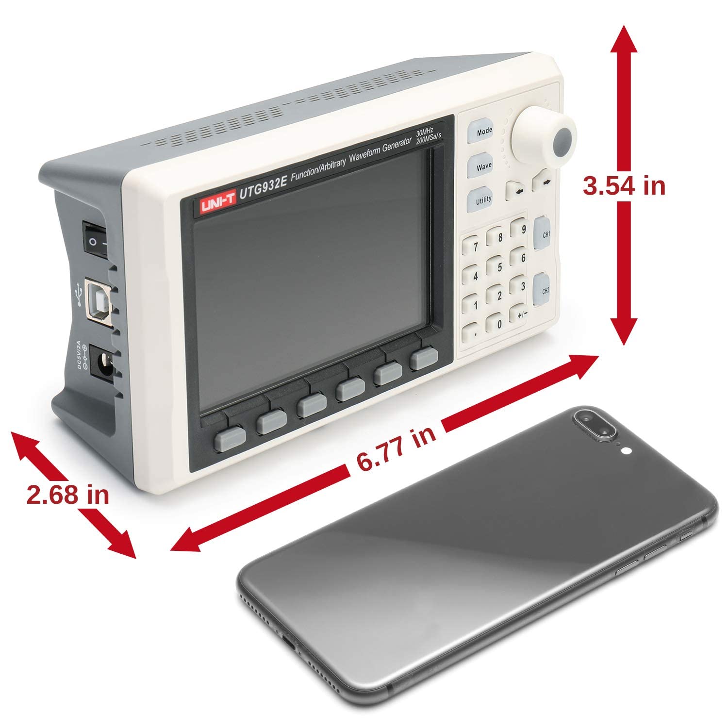 UNI-T UTG962E Signalgenerator, DDS 60MHz Function Arbitrary Waveform Generator mit 4,3 Zoll TFT LCD, 200MSa/s 2-Kanal Frequenzmesser (110-240V EU Plug) Shop in Deutschland, 3 Jahre Garantie !