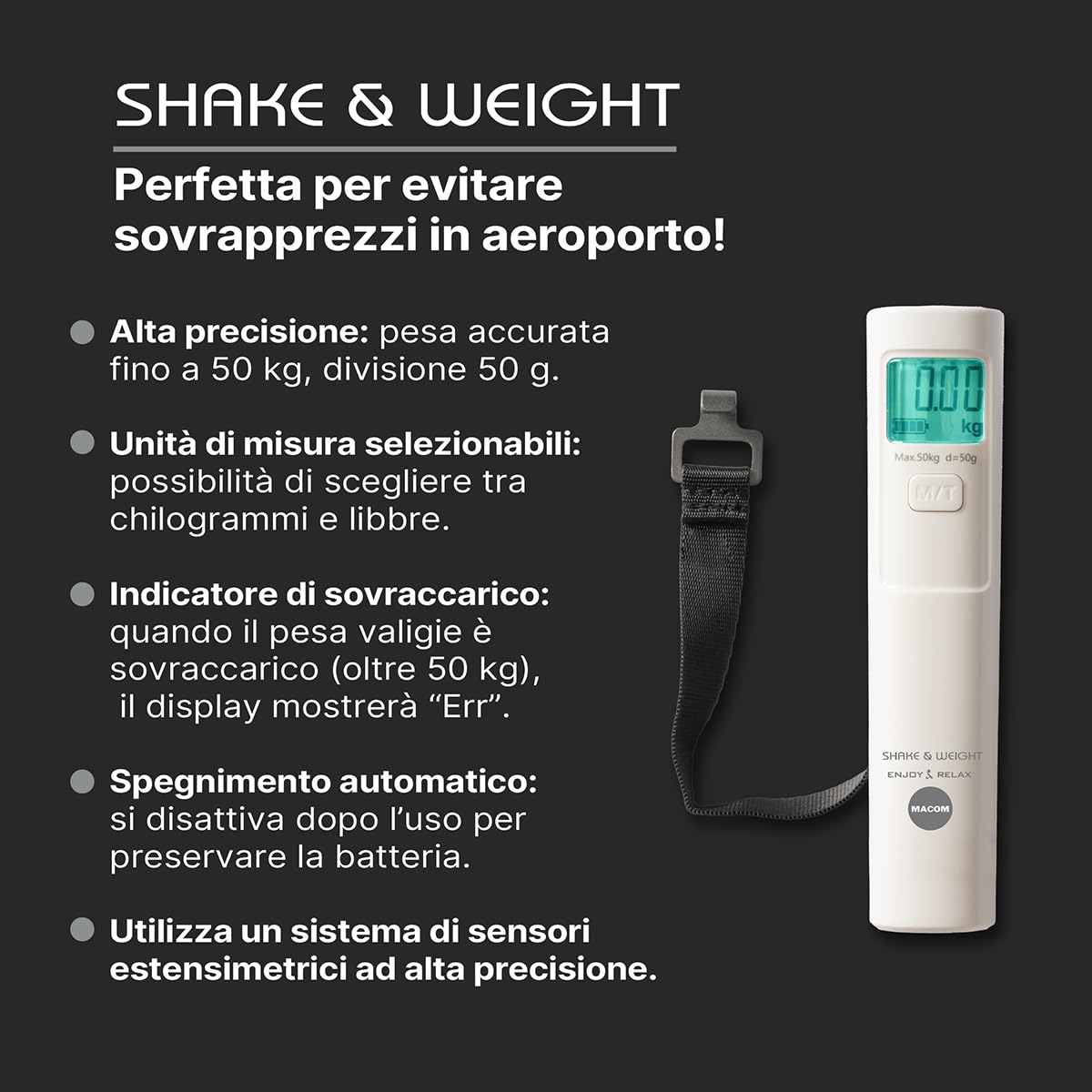 MACOM Bilancia Digitale per Valigie Senza Batterie — immagine 6 di 9