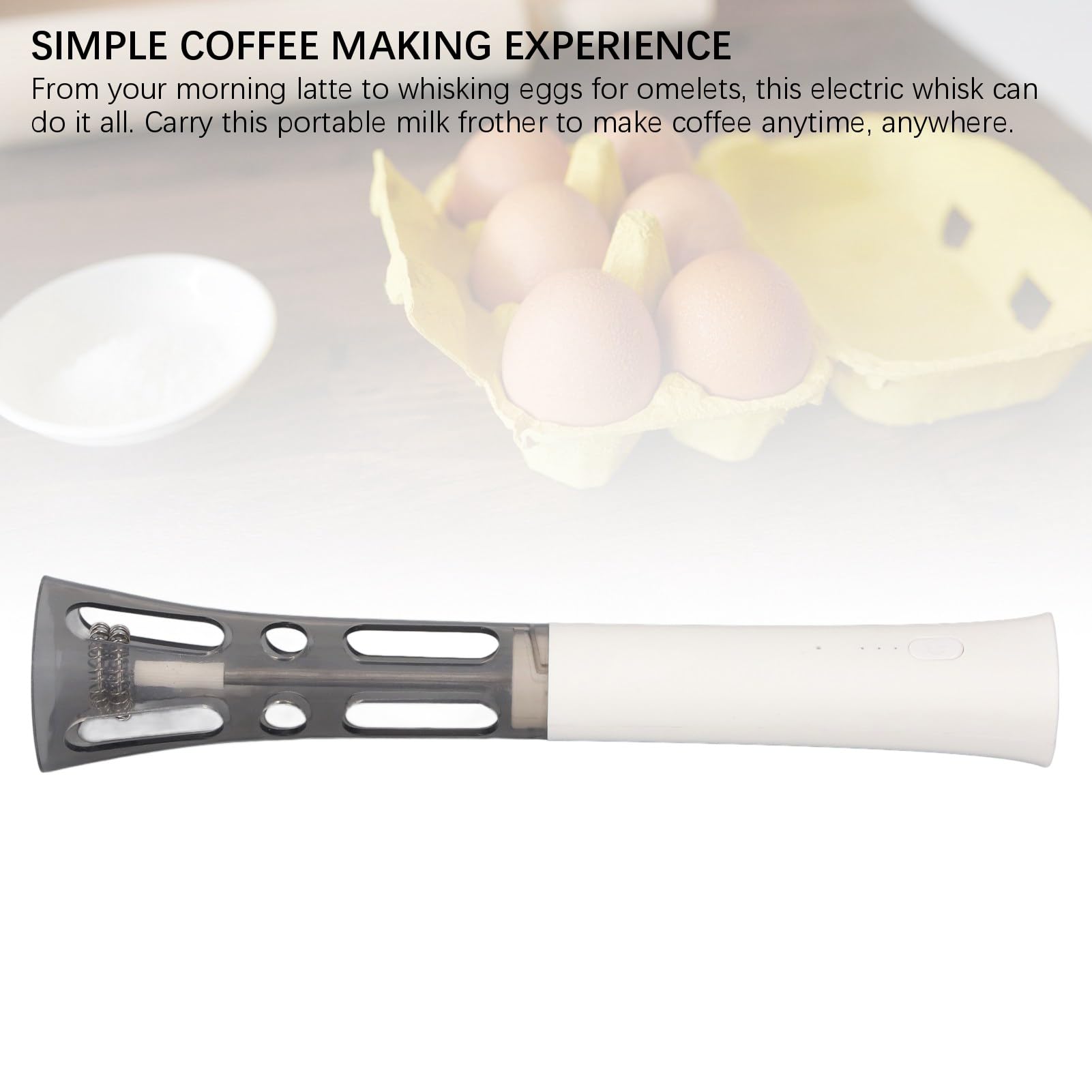 FROTHER Mélangeur à boisson portable 2 en 1, pratique pour nettoyer et stocker le mousseur à lait, avec 2 accessoires de fouet, machine à mousse électrique pour café, matcha, latte