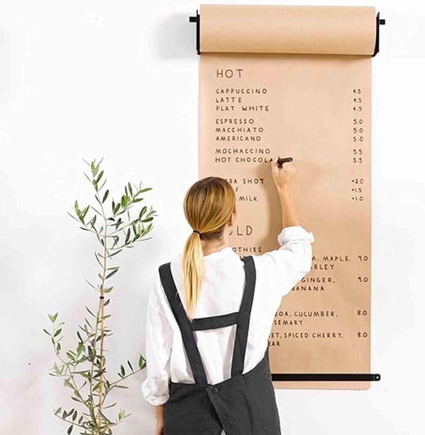 Dispenser di carta da macellaio e taglierino per carta da regalo, organizer in acciaio per rotoli di carta kraft, larghezza 37 cm, facile da usare, bacheca per messaggi per artigianato e cucina