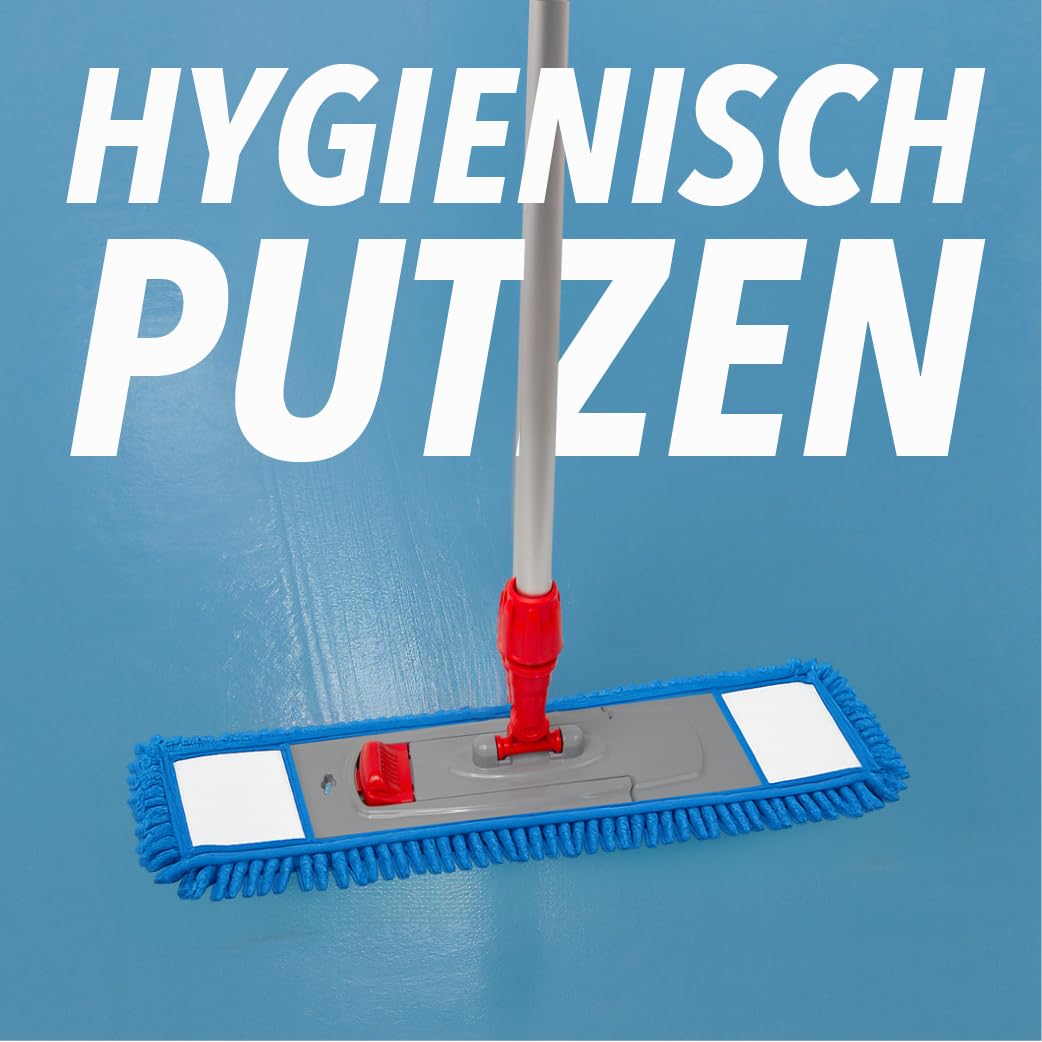 Chenillemopp Basic Wischbezug blau, 50cm - Ersatzbezug für Bodenwischer - Wischmopp Bezug für alle gängigen Klapphalter - Trocken & Nass Reinigung - Bodenreinigung (10x)