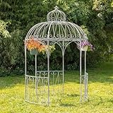 Large Round Metal Garden Gazebo with 3 Entries and Side Walls (Antique Bronze)