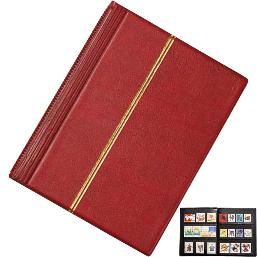 Fituenly Red Stamp Album 20 Sheets Stamps Collection Album Empty Stamps Storage Collection Organise Album Collection Storage Folder