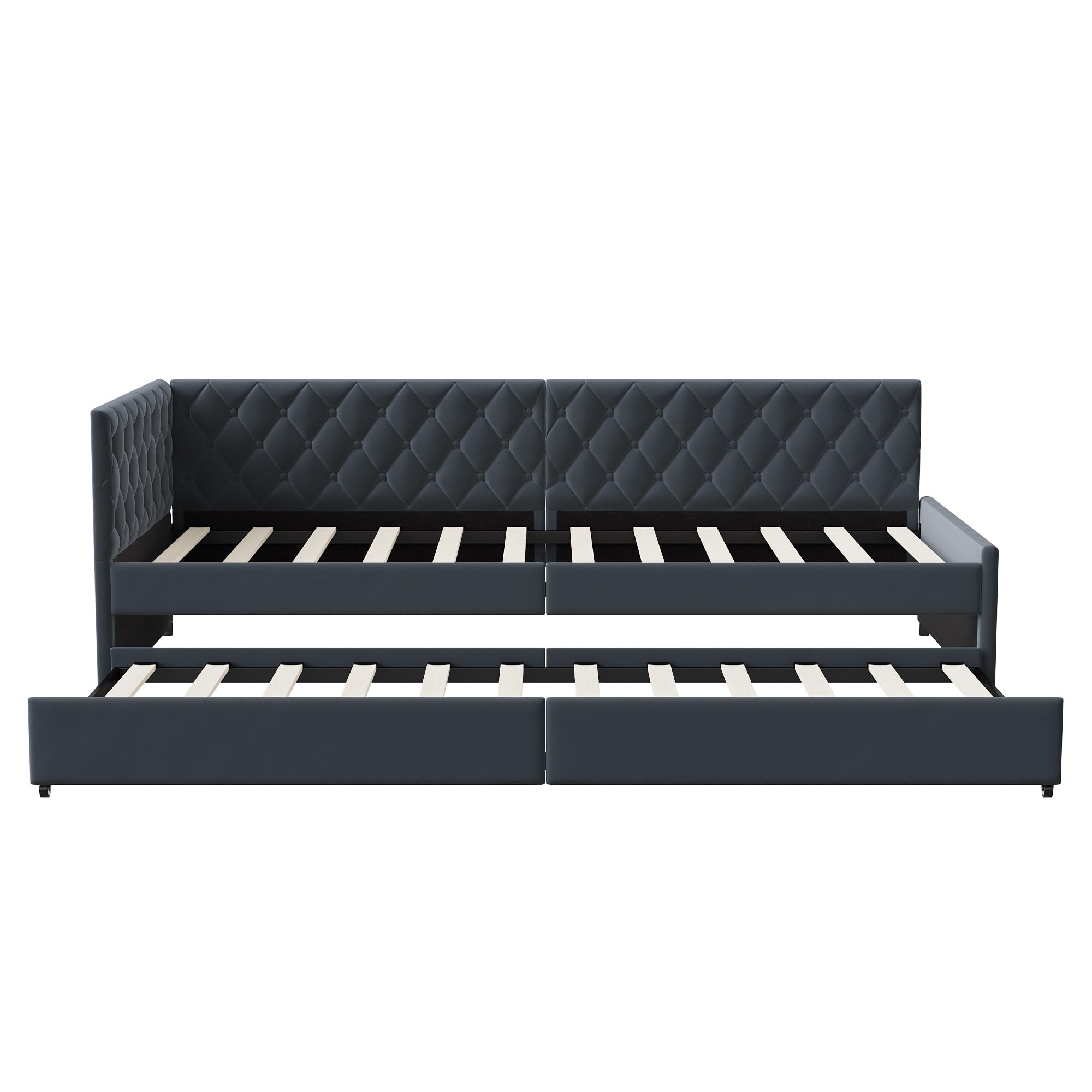 BestAlice Divano Letto imbottito 90 x 200 cm, letto estraibile con rete a doghe e divano letto allungabile velluto, letti singoli imbottiti, letti singoli per il giorno degli ospiti, nessun materasso