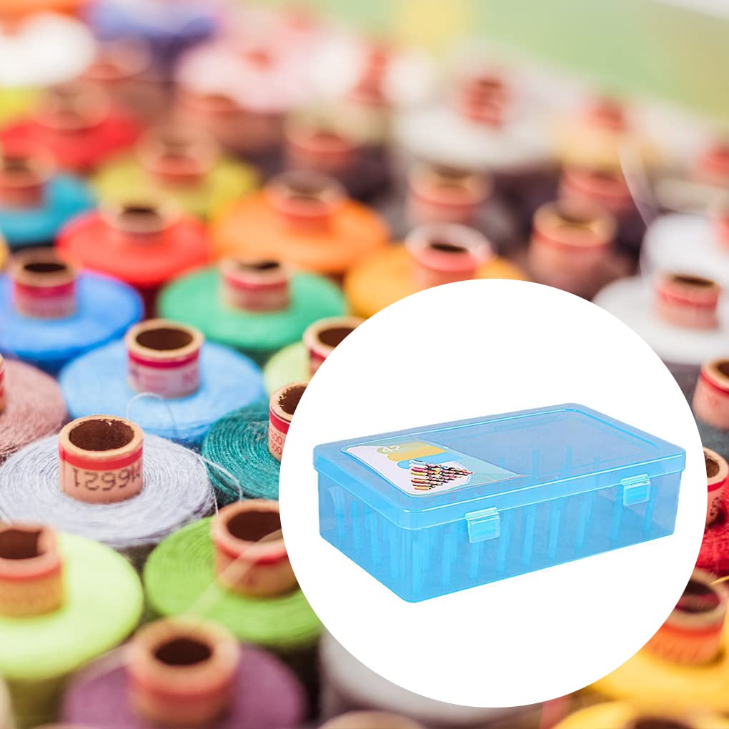 Juego de 5 cajas de hilo de coser, 42 carretes, bobinas de gran capacidad, almacenamiento de hilos para el hogar, punto de cruz, manualidades, organizador de manualidades, contenedor azul