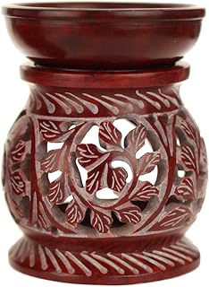 Oil Diffuser - Red Soapstone Oil Burner Round leaves 4