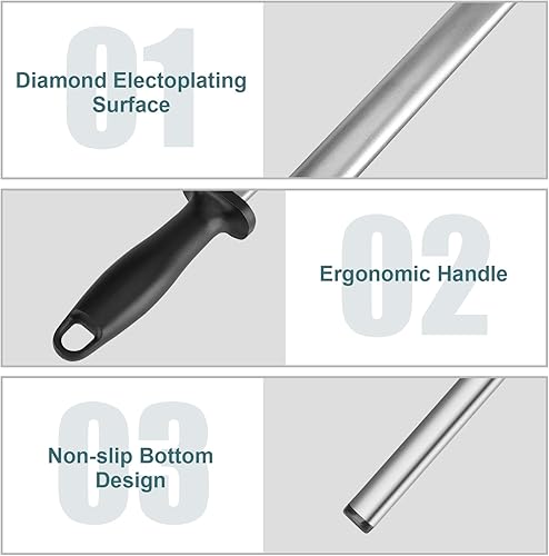 Miniatura 3 de Cuchillo de afilado de acero portátil para afilar diamantes, afilador de cuchillos de grano 600, amoladora de acero para cuchillo con mango