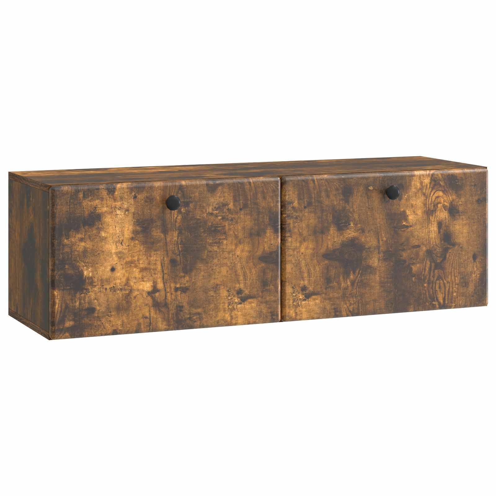 Hothingwell TV-Wandschrank, 98 x 31 x 30 cm, rauchfarbene Eiche, Holz | 90° drehbare Türen, großzügige Aufbewahrung, einfache Reinigung mit feuchtem Tuch, platzsparendes Wanddesign