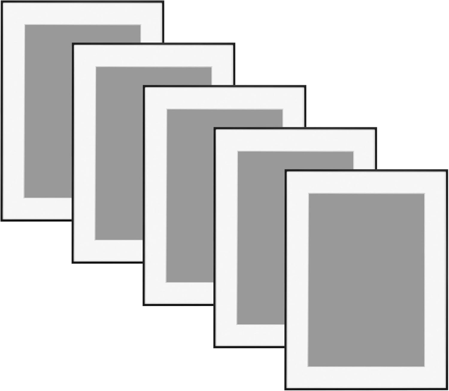 ハクバ HAKUBA AMZHFA03BW5A3N Picture Frame, Aluminum, HFA-03, A3 Novi, Acrylic Board, Black (White Matte), Set of 5