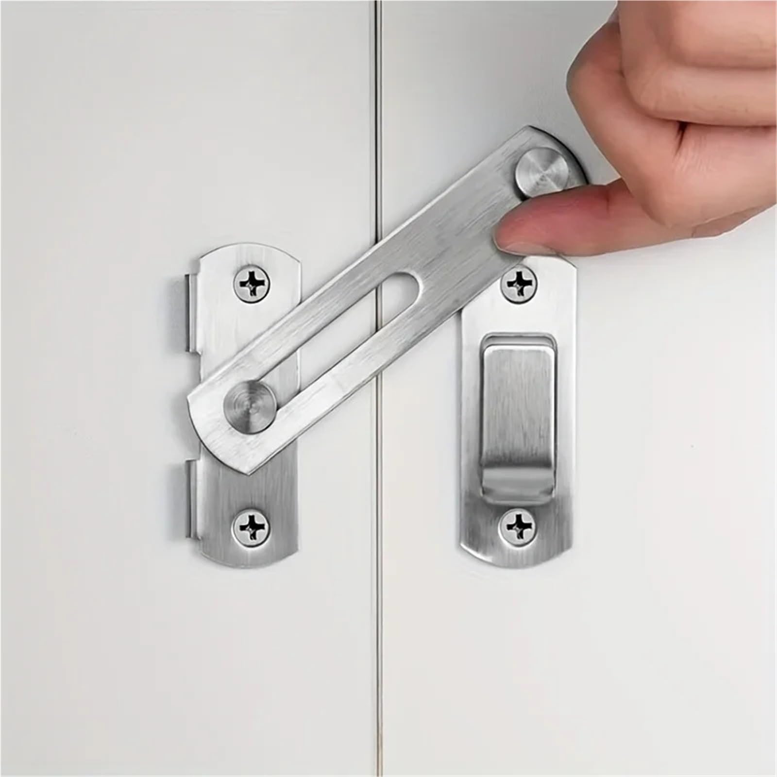 5 pestillos de seguridad for puerta corredera acero inoxidable 180 grados for ventana, armario y hogar Para Puertas(Silver 4 inch)