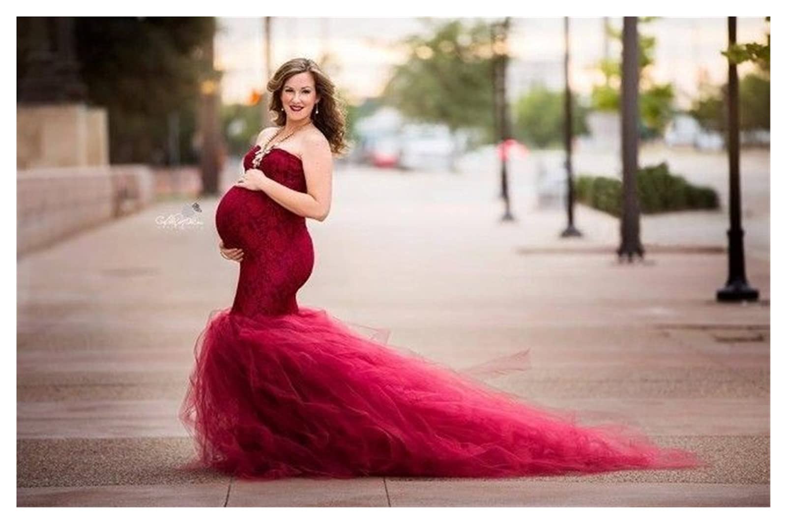 Puntelli della Fotografia di maternità Senza Spalle Abiti Abiti in Pizzo Mesh Gravidanza Dress Photo Sparare Maxi Abiti Vestiti for Le Donne Incinte Comfortable