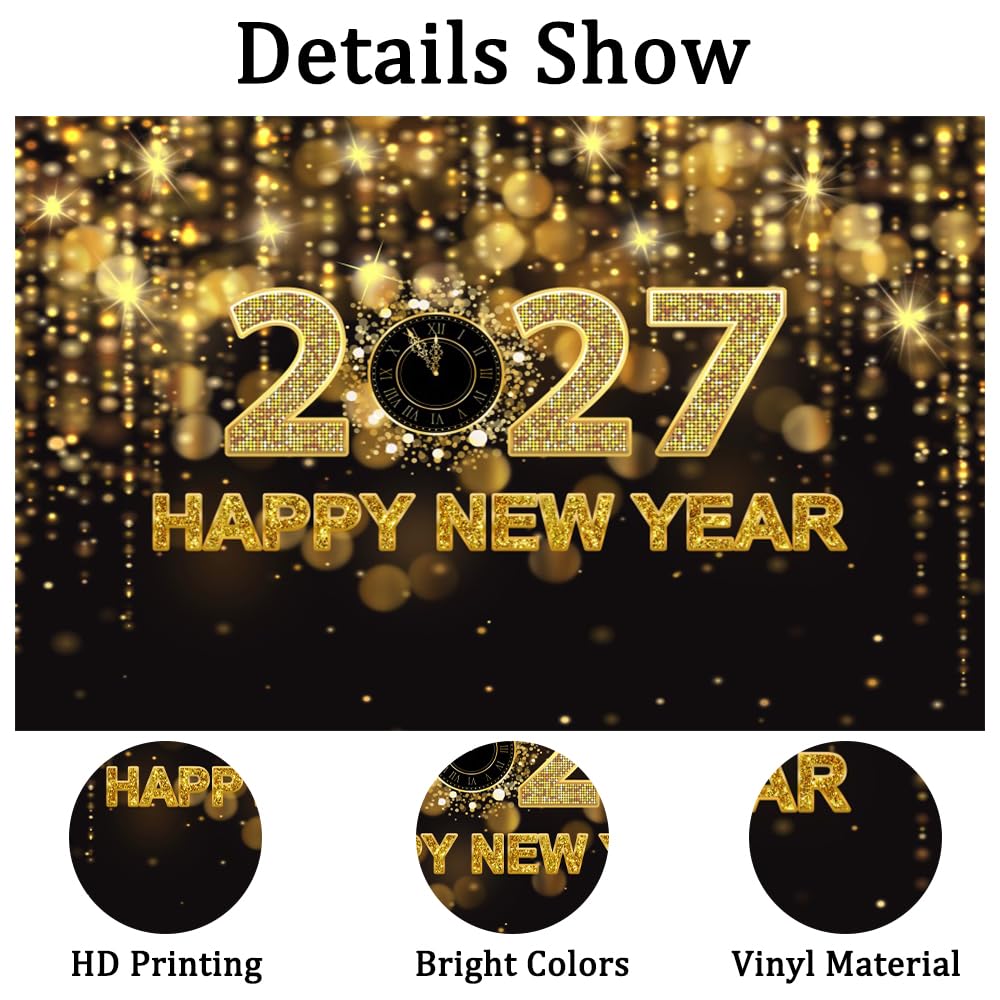 Aoihrraan Scintillio 2027 Sfondo 4,5x3m Capodanno Accessorio Fotografico | Mezzanotte Fotografia Con Conto Alla Rovescia, Stampa Nitida e Vivida, Per Le Festività Natale Festa in Famiglia Compleanno