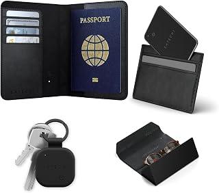 Satechi FindAll with Find My, Passport Holder & Wallet Card & Keychain & Glasses Case, Wireless Rechargeable, Location Tracker - Black