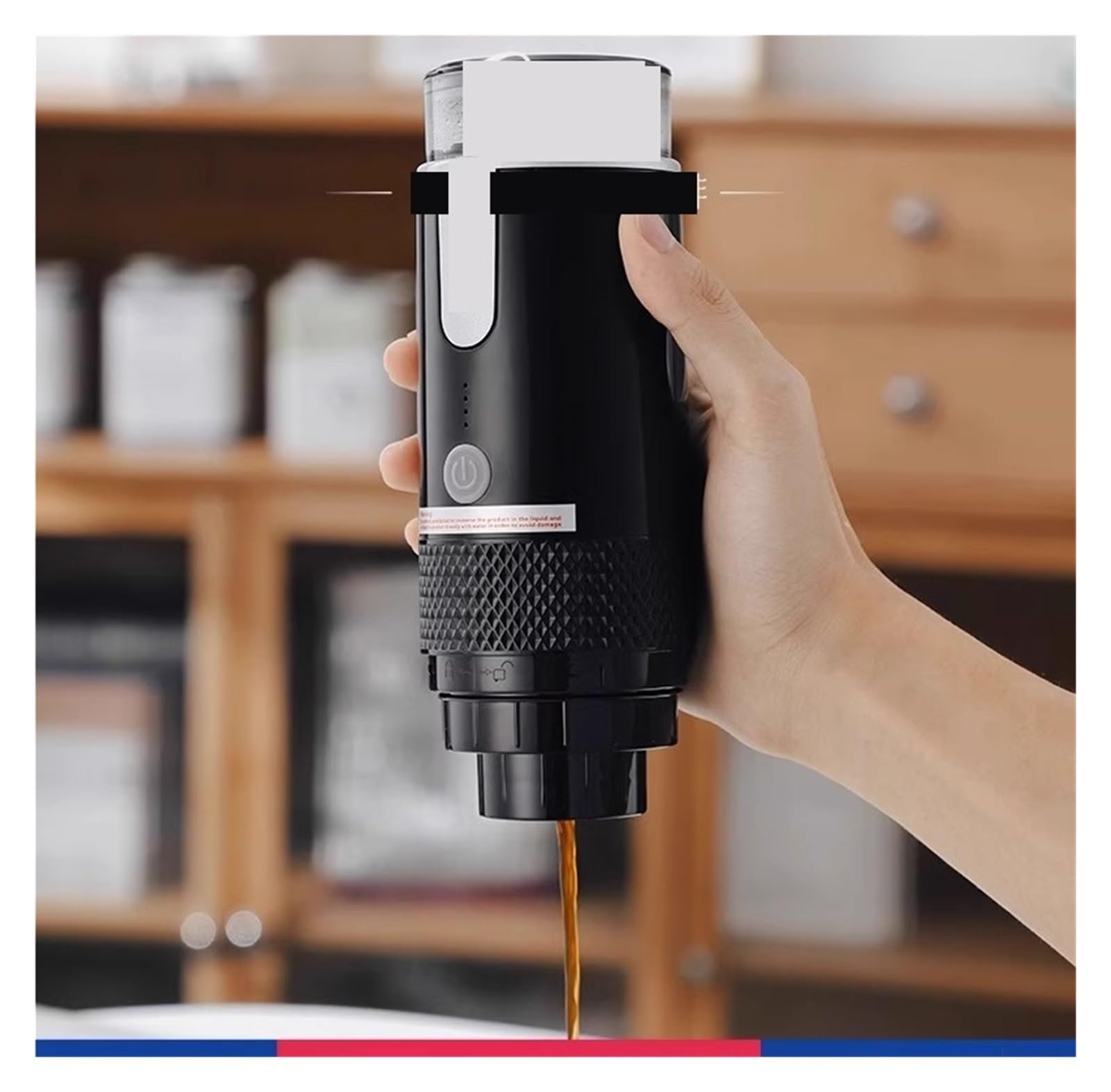 EDEDE Macchina da caffè Espresso Portatile, Macchina for caffè for Campeggio Portatile elettrica Domestica Piccola all'aperto Viaggio Auto caffè in Polvere Capsula per Viaggi, Campeggio