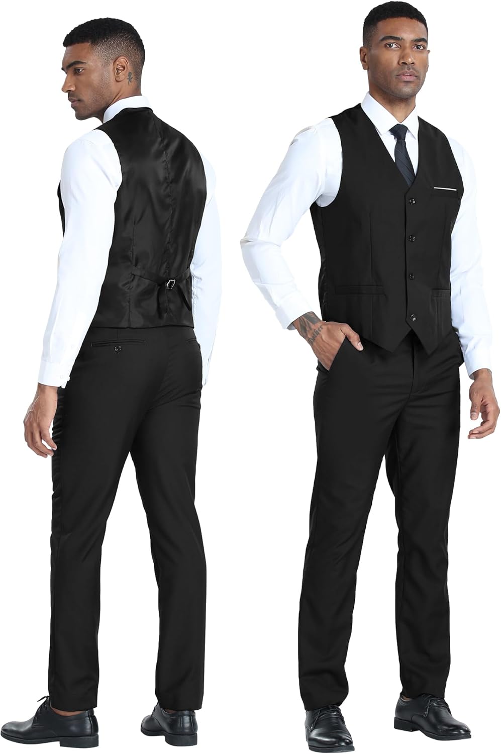 Men's 3 Piece Slim Fit Suit Set, Two Button Blazer Solid Suit Jacket Vest Pants Tuxedo Set for Wedding Prom - Image 3