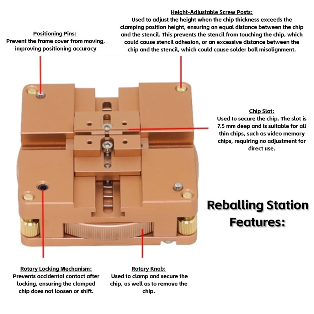 HT-90X BGA Reballing Station Auto Magnet Stencil Soldadura Kit de retrabajo Estación de soldadura Para la fijación automática