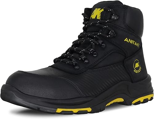 Botas de trabajo con punta de acero para hombre, antideslizantes, de cuero resistente, botas de construcción de seguridad EH, resistentes a