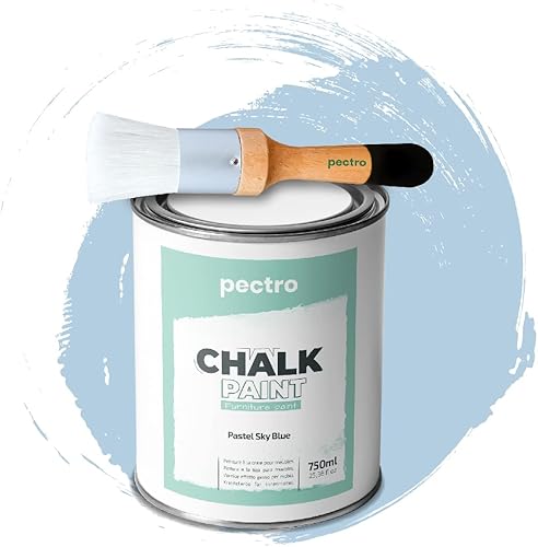 Pintura de tiza para muebles, 25 onzas líquidas (25.4 fl oz) + pincel especial para pintura de tiza, pintura para muebles, sin lijar ni imprimar,