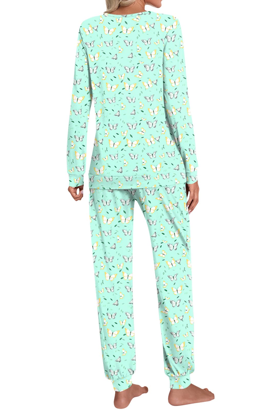 HOTGIFT Womens Pajamas Sets, 2 Piece Lounge Pjs Set Long Sleeve Long Pant Ladies Sleepwear with Pockets Soft